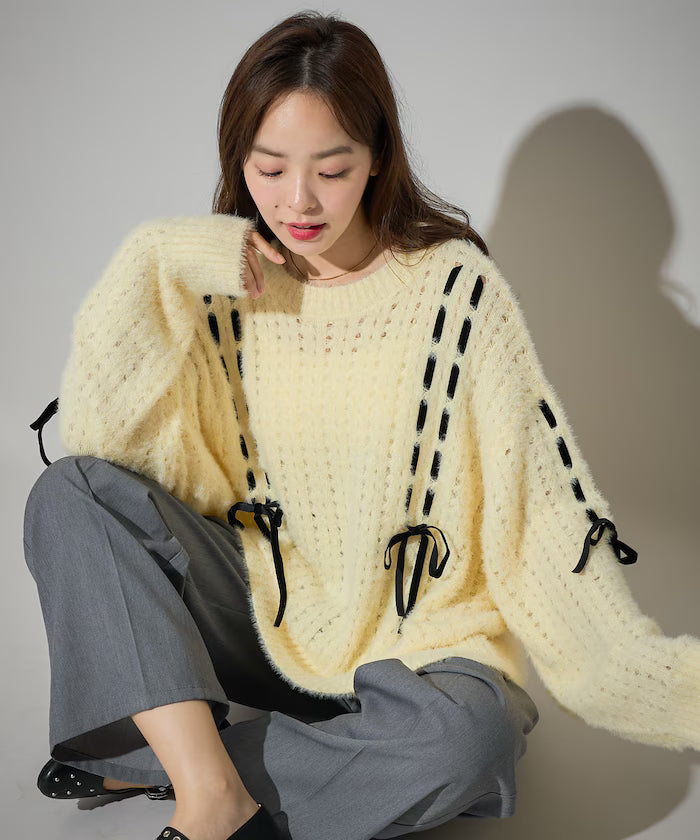 Velvet Ribbon Woven Feather Knit Limited Edition