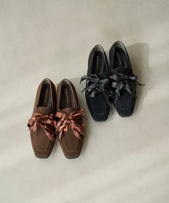 Suede-like Ribbon Lace-up Shoes (Available in sizes 22.5 to 24.5 cm)