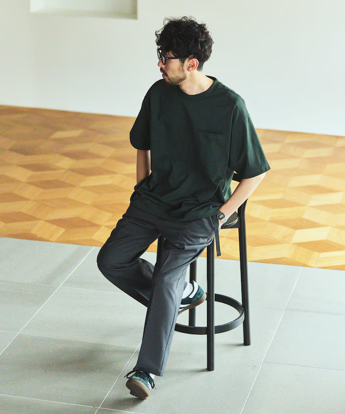 AIRDRY HIGH TECHYARN 7.7oz Big Silhouette Crew Neck Pocket T-Shirt Quick-dry Heat Shield