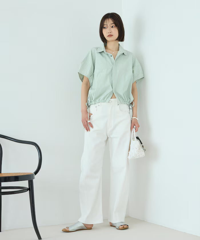 Switch Short Sleeve Hem Code Blouse