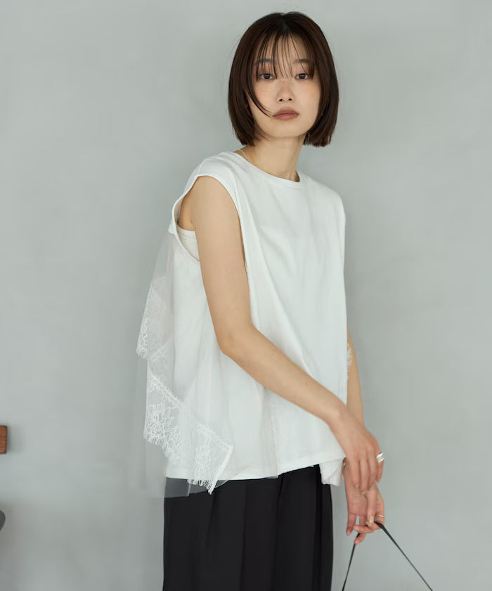 Organic Cotton Tulle Lace Docking Top