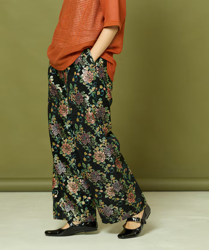 Flower Jacquard Wide Pants