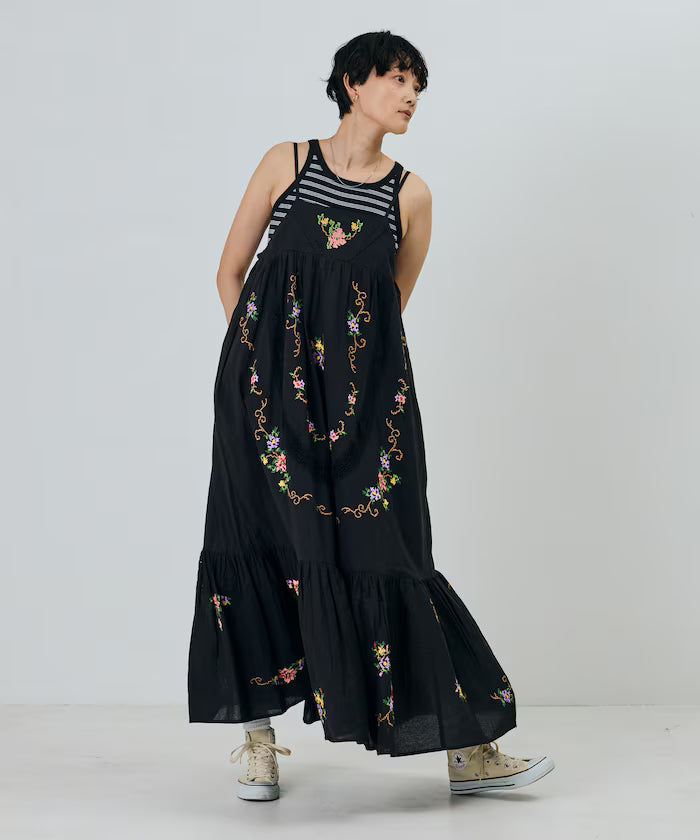 India Flower Cross Stitch Lace Camisole Dress