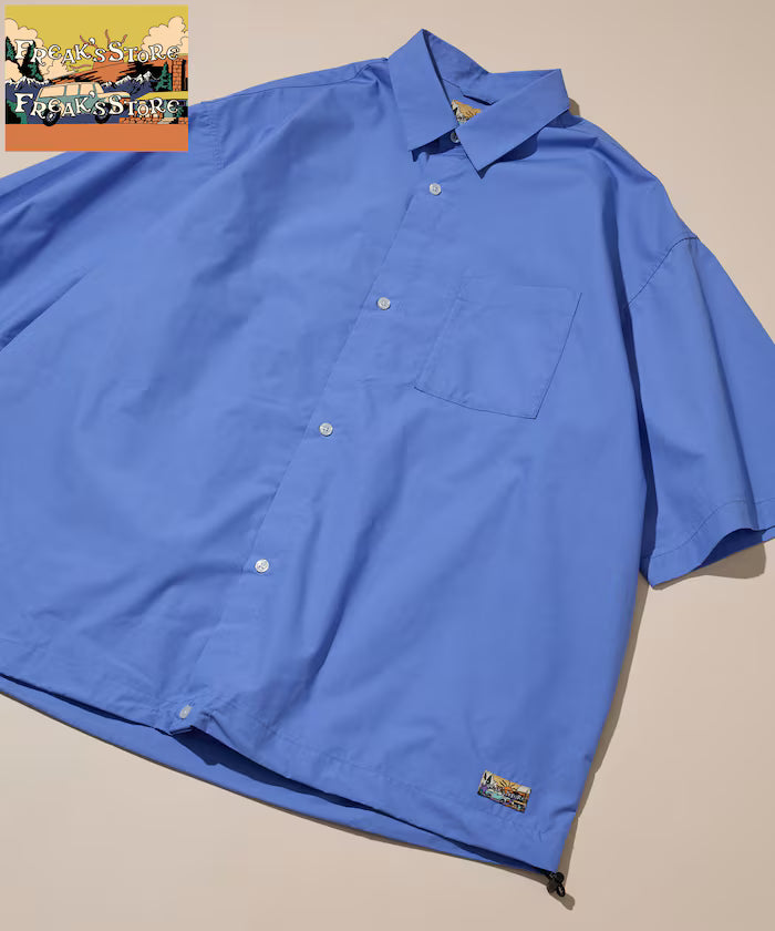 Typewriter Spindle Regular Color Short Sleeve Shirt - Sax Blue