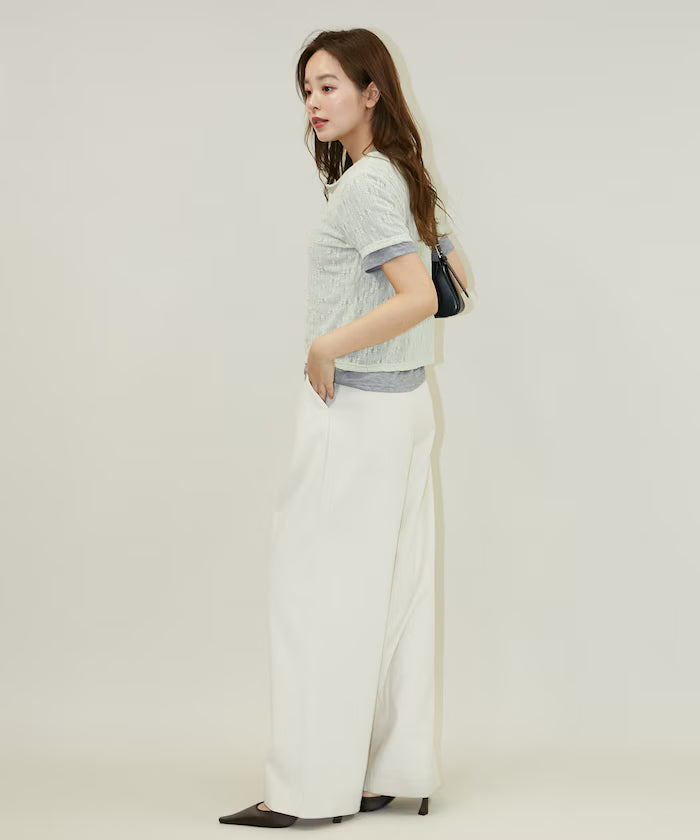 <Set Item> Cut x Jacquard Henry Neck T-Shirt Limited Edition