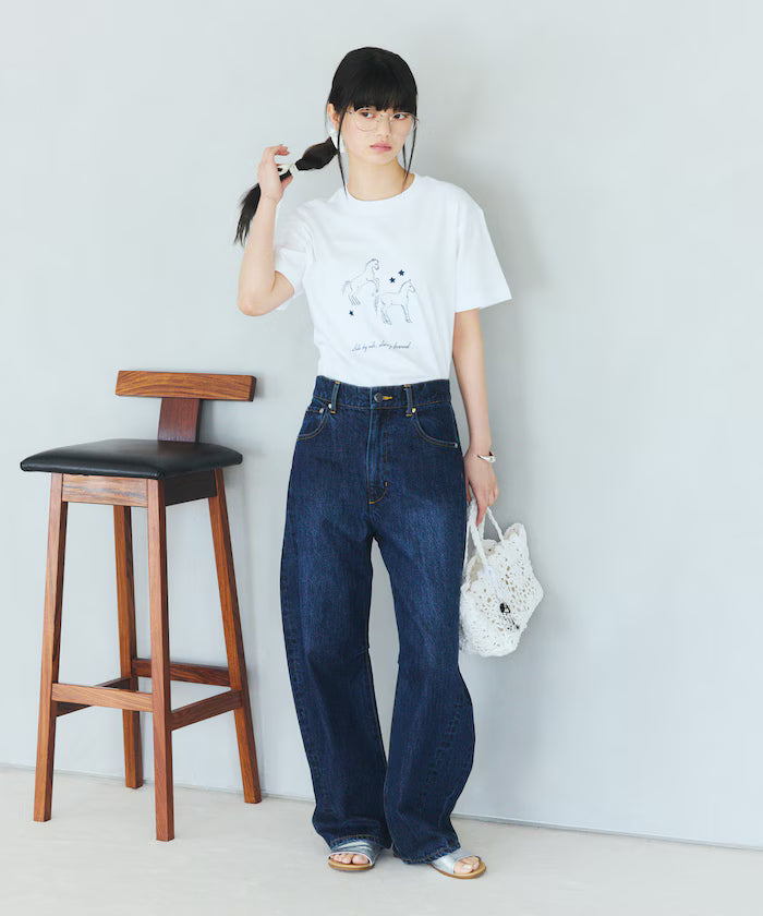 Comfortable Horse Print Crew Neck T-Shirt