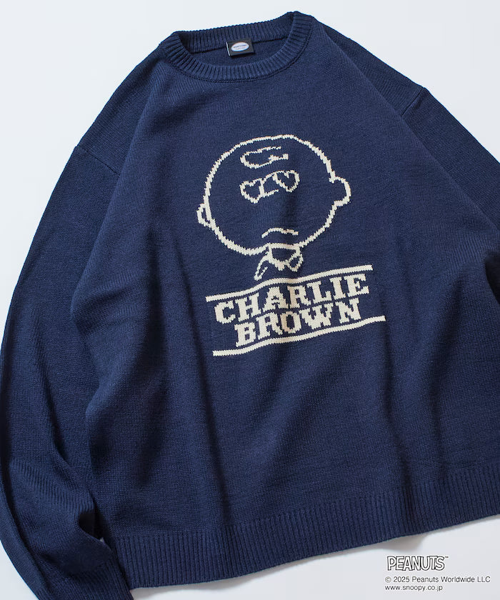 PEANUTS/Peanuts Exclusive Relaxed Fit Jacquard Crewneck Knit / Charlie Brown [Limited Edition] - Navy