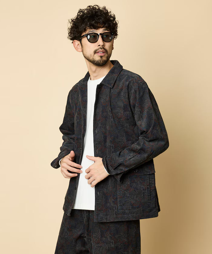 All-over print light corduroy shirt jacket [compatible with set-up]