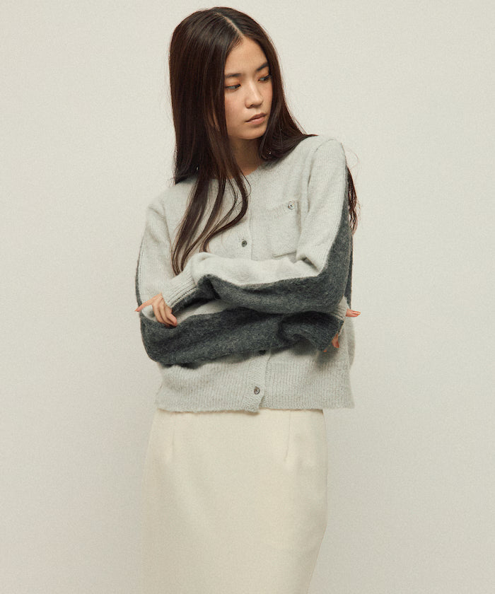 Alpaca Blend Bicolor Knit Cardigan