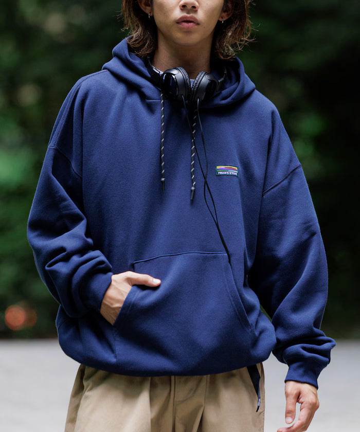 Big silhouette one-point logo pullover hoodie/hem cord/back brushed 【limited edition】