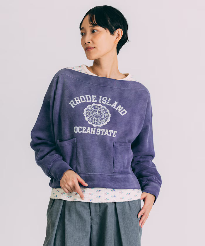Boat Neck Short Sweatshirt