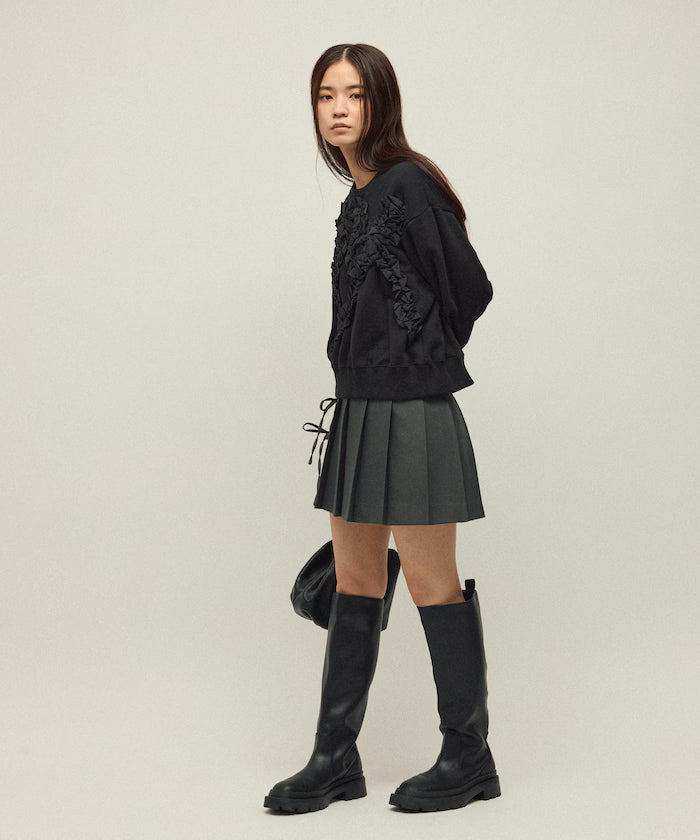 Organic Cotton Gather Ribbon Sweat / Relaxed Fit / French Terry Sweat