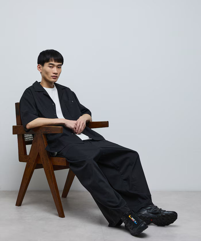 Ramie Blend Oversize Short Sleeve Open Collar Shirt / Easy Care Shirt / Linen Blend Short Sleeve Shirt