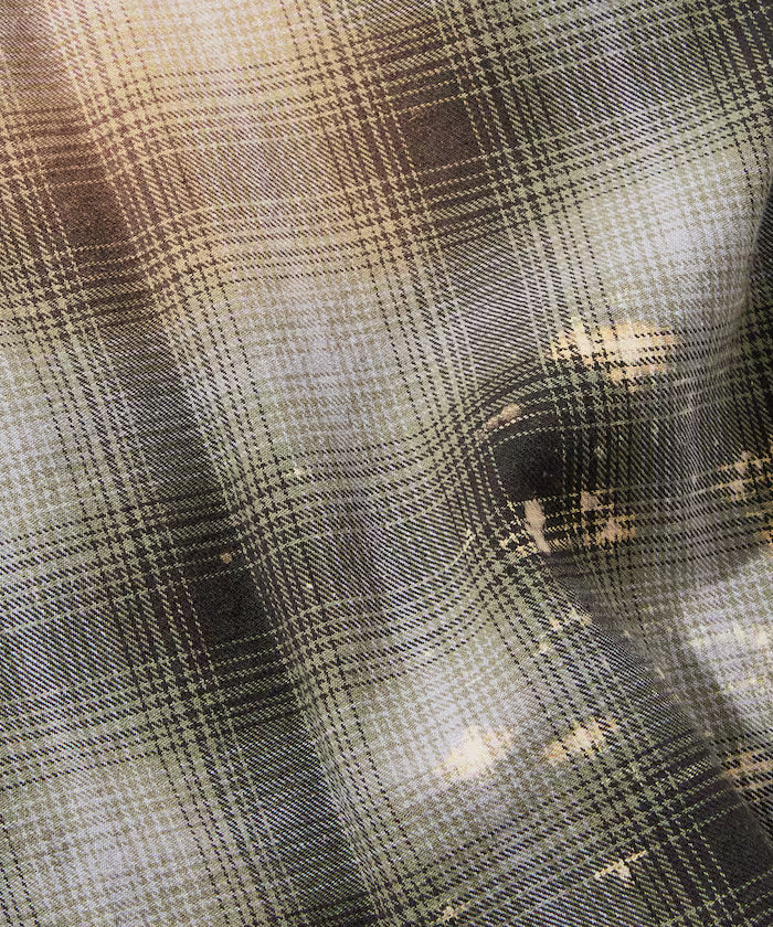 Relax Fit Relaxed Fit Bleached Ombre Check Flannel Shirt [Limited Edition]