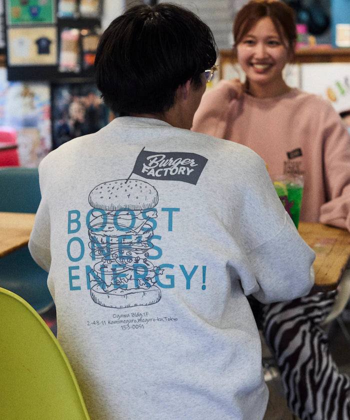 Burger Factory x FREAK'S STORE / Burger Factory Limited Edition Big Silhouette Back Print Crew Neck Sweatshirt [Limited Release] - Ash Gray