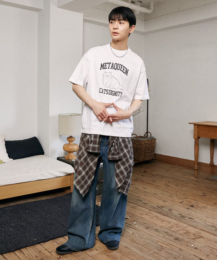 <Functional Material> METAQUEEN Cat Print T-Shirt Limited Edition