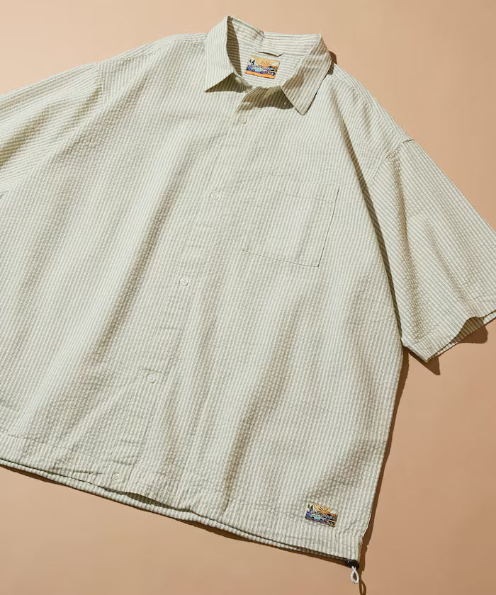 FREAK'S STORE for BEACH & FES Seersucker Spindle Regular Collar Short Sleeve Shirt