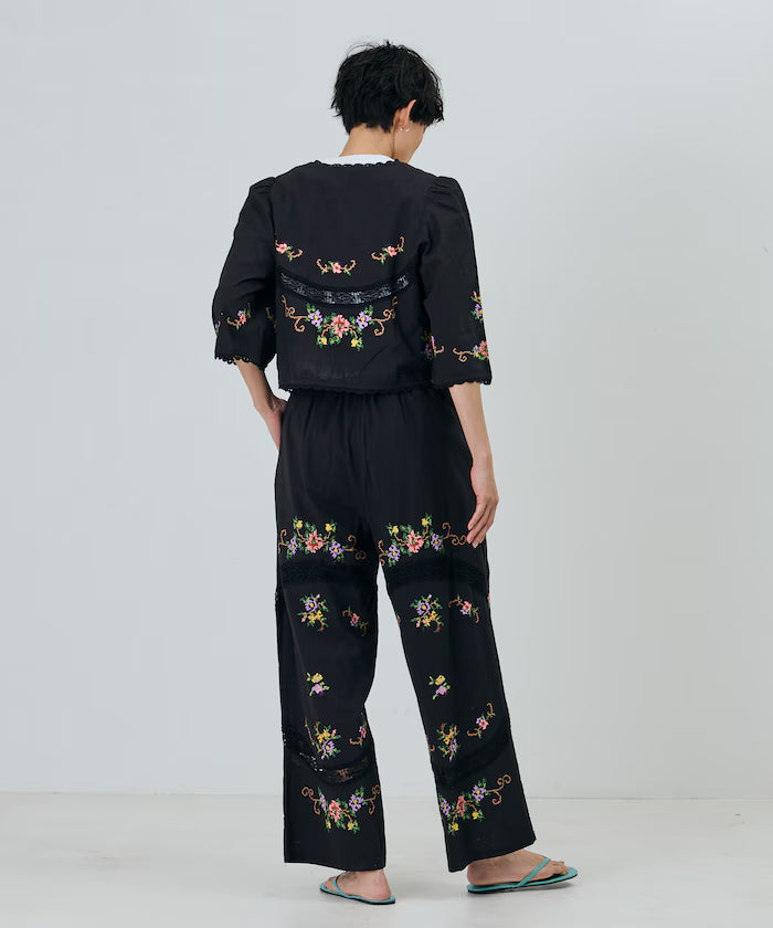 India Flower Cross Embroidery Lace Bolero