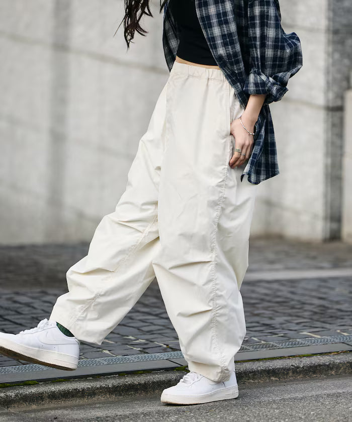 Quick Dry Fabric Wide Silhouette Poly Rip Cross Military Circus Pants/UV Cut/Quick Dry 【Limited Edition】