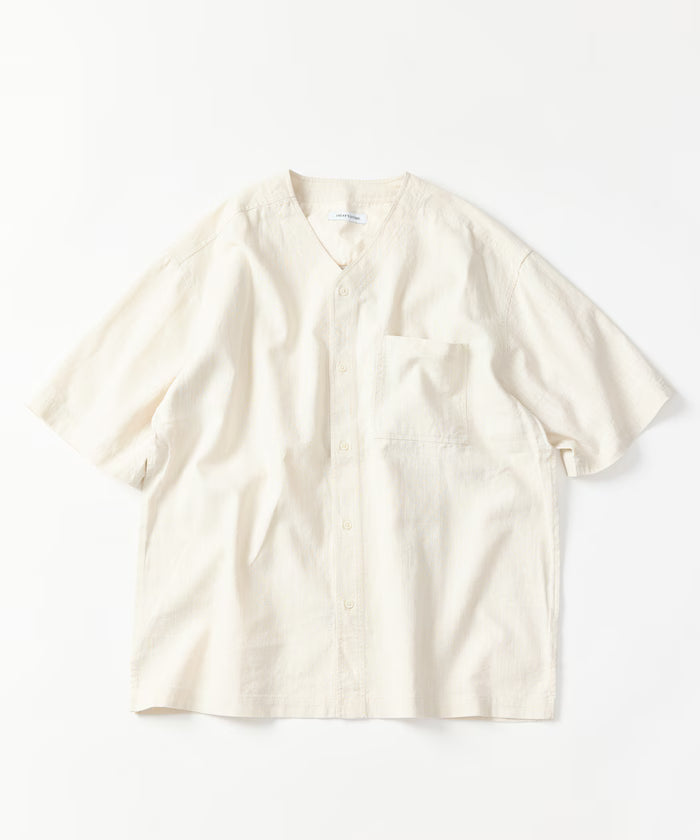LINEN COTTON V NECK SHIRT