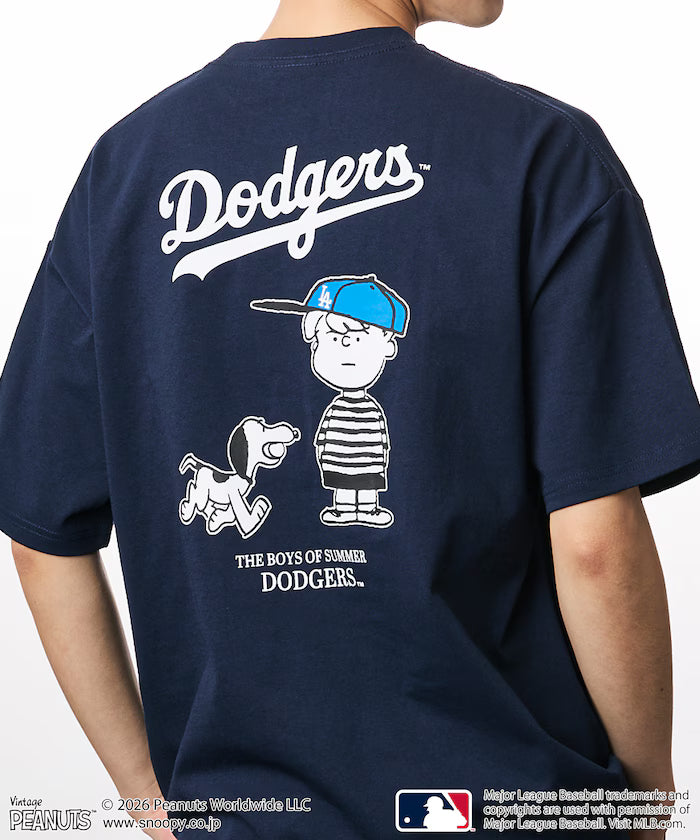 PEANUTS×MLB Exclusive Big Silhouette Back Print T-Shirt / DODGERS 【Limited Edition】 - Navy