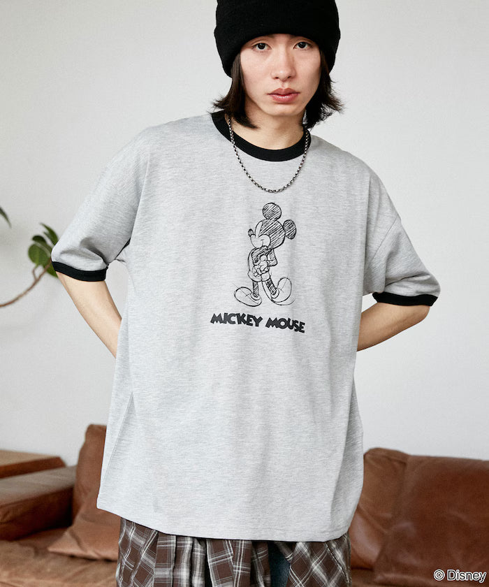 <Functional Material>Mickey Mouse/Sketch Ringer T-Shirt Limited Edition