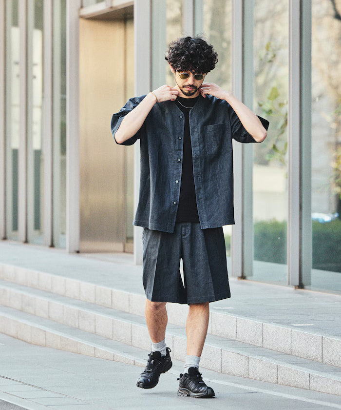LINEN COTTON V NECK SHIRT