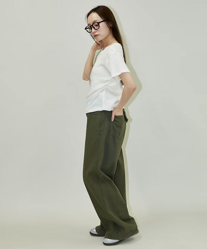 Light Waffle Waist Shirring T-Shirt Limited Edition