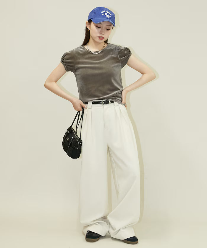 Puff Sleeve Sheer Flocked T-Shirt Limited Edition