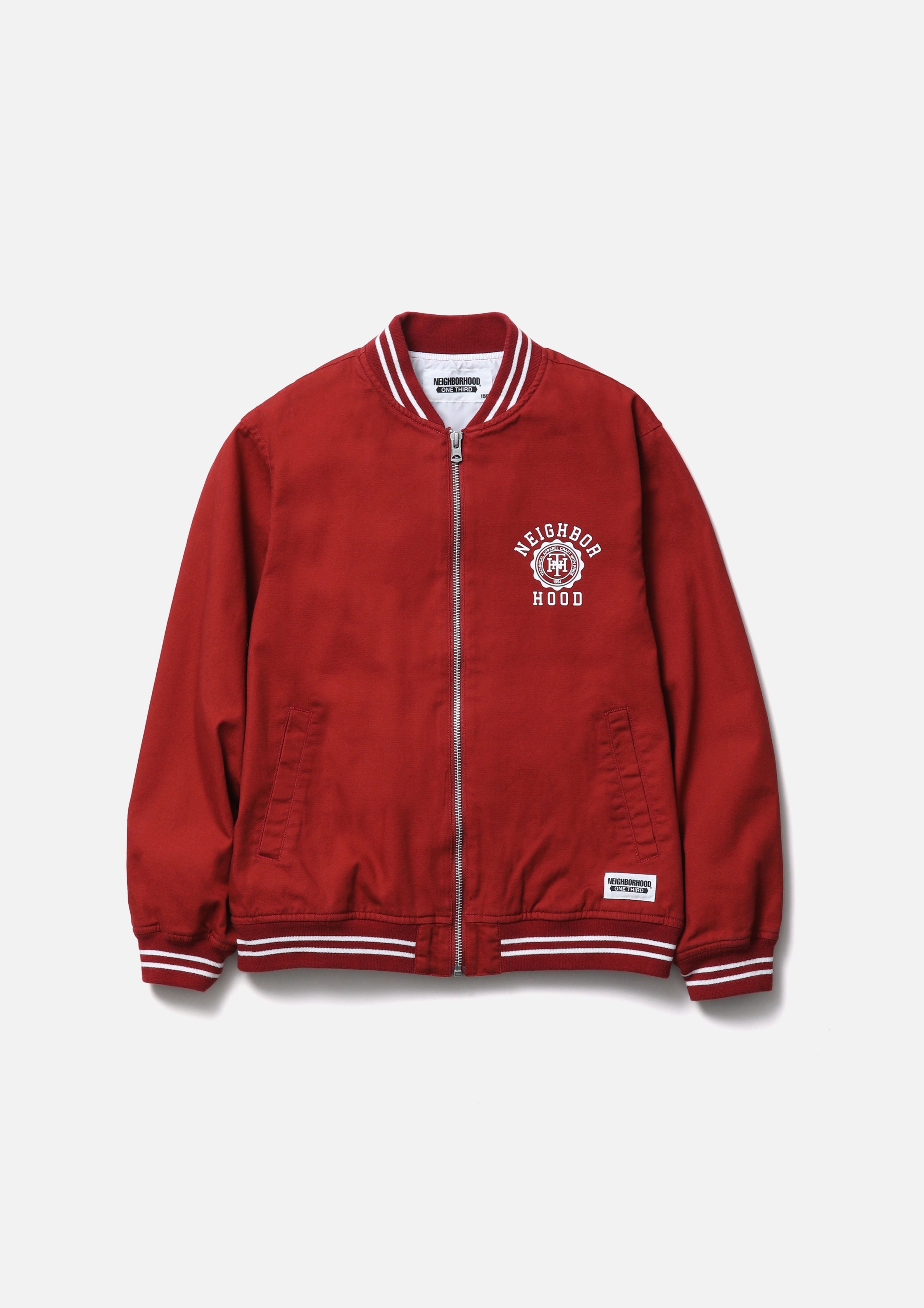 Ot Cotton Zip Award Jacket - BURGUNDY
