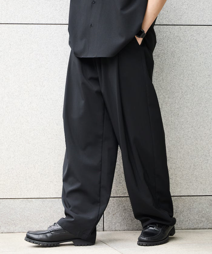 Relaxed Fit Linen Touch Setup/Open Collar Shirt/Wide Slacks [Limited Edition]