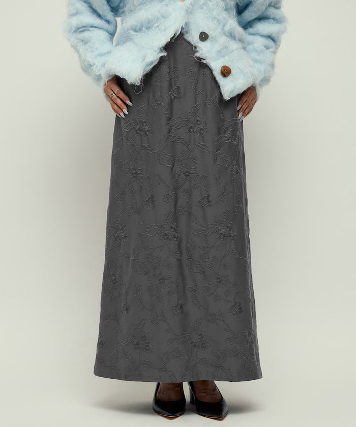 Flower Embroidery I-Line Easy Skirt