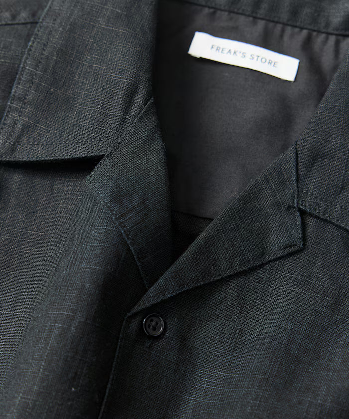 LINEN COTTON OPEN COLLAR SS SHIRT