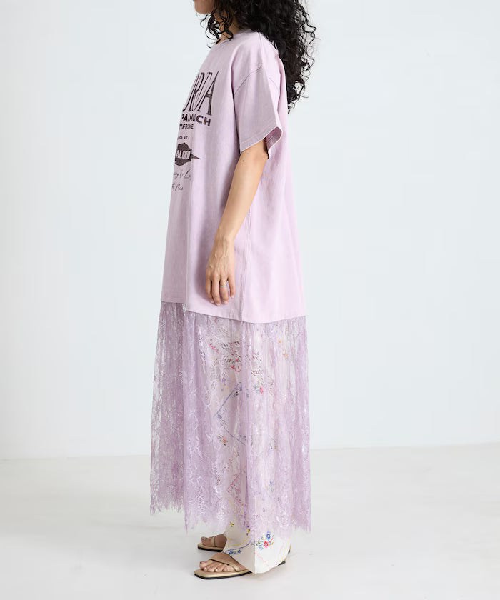 T-shirt lace docking one-piece