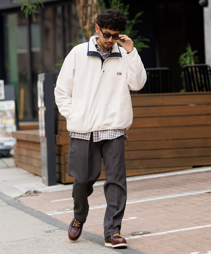 Big Silhouette One Point Logo Fleece Snap Button Spindle Pullover