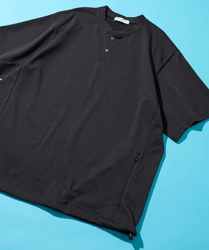 SUPER ICE / Super Ice Henry Neck Spindle T-Shirt Contact Cold Sensation / Quick Drying / UV Cut