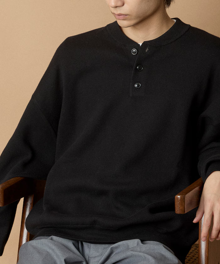 Relax Fit Relax Fit Sweat-like Henry Neck Knit 【Limited Release】