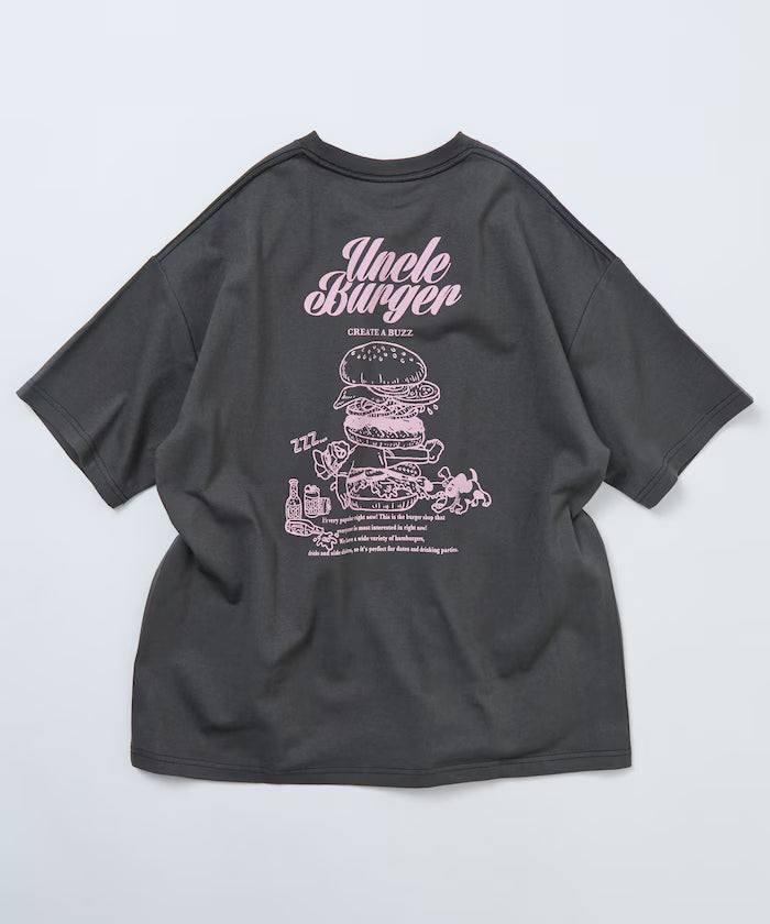 Big Silhouette Back Print Crew Neck T-Shirt / Uncle Burger 【Limited Edition】