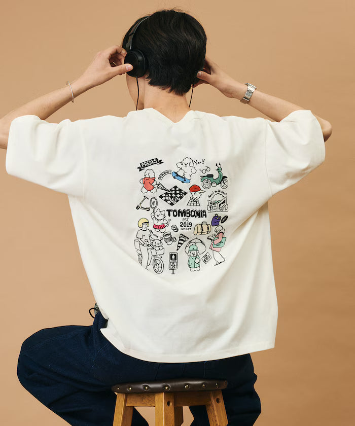 tombonia/Tombonia Back Print Crew Neck Pocket T-Shirt/New Life