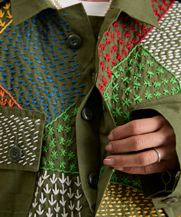 Vintage Hand-Stitch Remake Military Shirt Plain