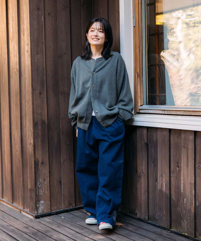 Relax Fit Relax Fit Sweat-like Knit Crew Neck Snap Cardigan [Limited Edition]