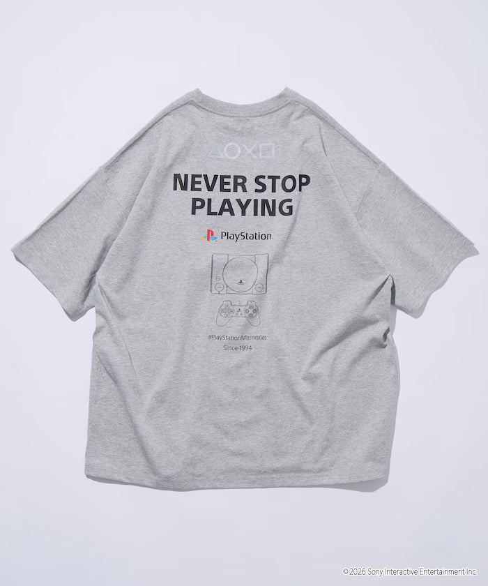 Big Silhouette Logo Back Print Crew Neck T-Shirt/PlayStation NEVER STOP 【Limited Edition】