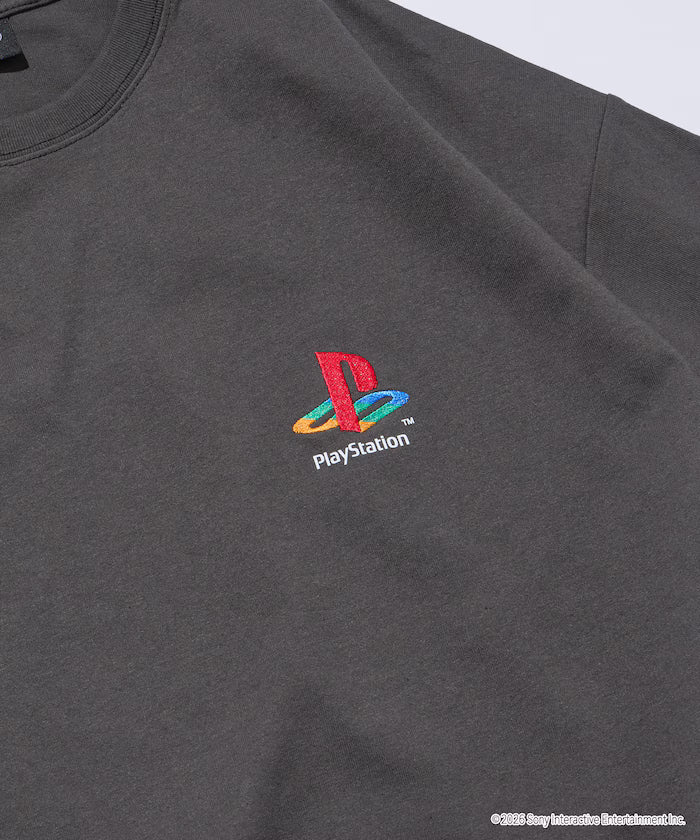 Big Silhouette Logo Back Print Crew Neck T-Shirt/PlayStation NEVER STOP 【Limited Edition】