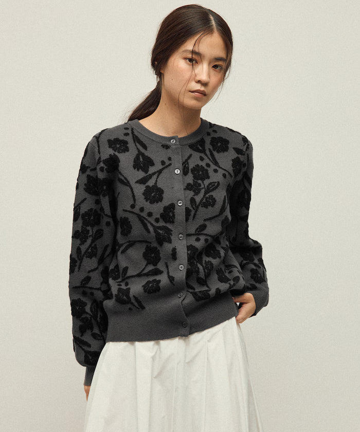 Flower Jacquard Knit Cardigan