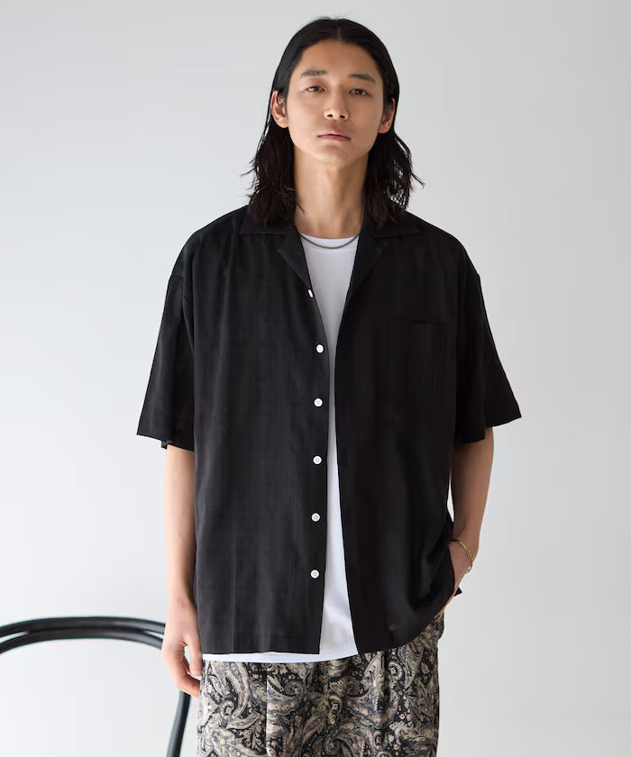 Dobby Weave Short Sleeve Open Collar Shirt / Big Silhouette