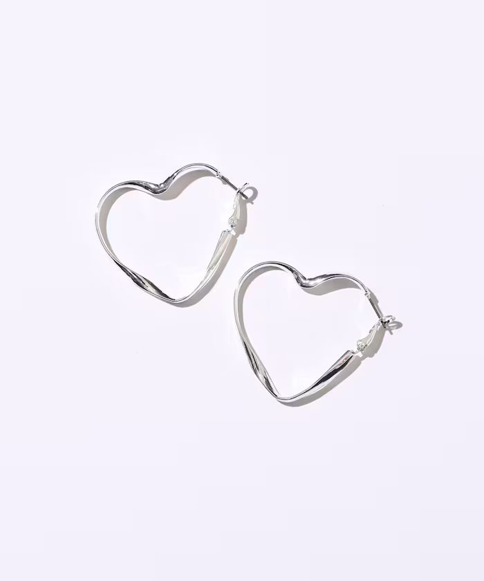 Heart Hoop Earrings / For Both Ears