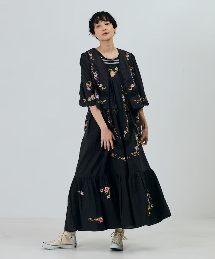 India Flower Cross Stitch Lace Camisole Dress