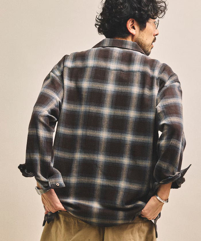 Pre-dyed ombre check sheer shirt relaxed fit