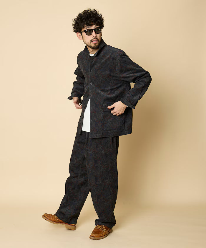 All-over print light corduroy shirt jacket [compatible with set-up]