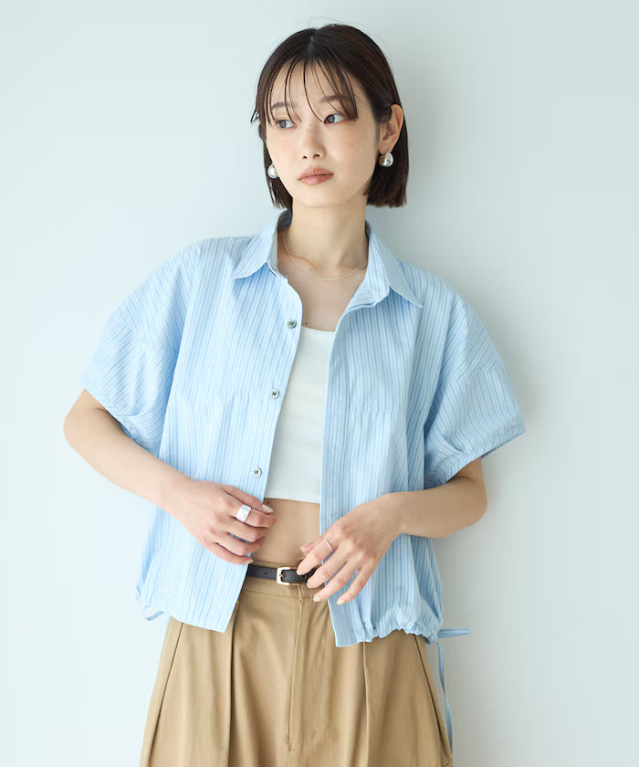Switch Short Sleeve Hem Code Blouse